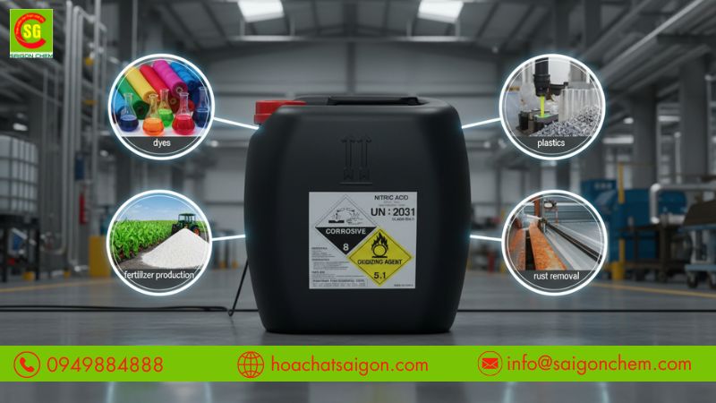 Ứng dụng acid nitric c&ocirc;ng nghiệp trong nhiều ng&agrave;nh sản xuất
