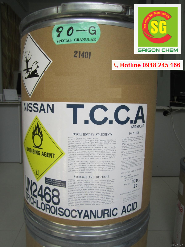 TRICHLOROISOCYANNURIC ACID 90 (TCCA 90%) hạt bột