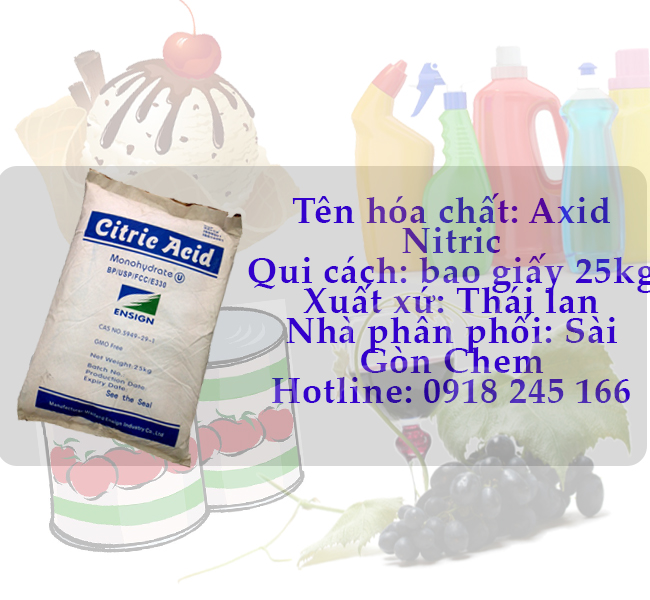Acid Citric dùng trong sản xuất thực phẩm, dược phẩm