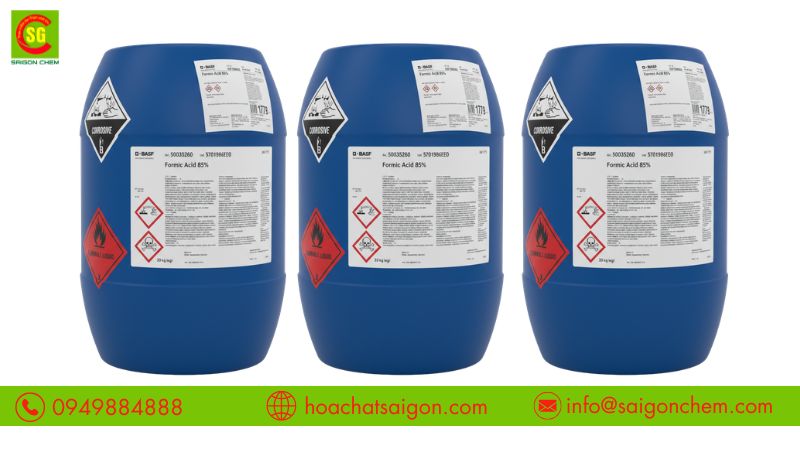 Axit formic (HCOOH) dạng lỏng kh&ocirc;ng m&agrave;u, m&ugrave;i hăng đặc trưng