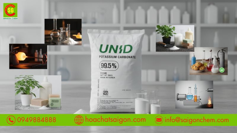 Ứng dụng K2CO3 trong thủy tinh, tẩy rửa, ph&acirc;n b&oacute;n v&agrave; h&oacute;a chất